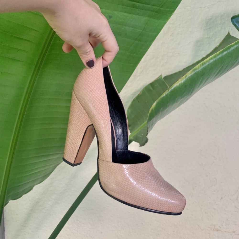 Rachel Comey Pink Embossed Leather Snakeskin Heels